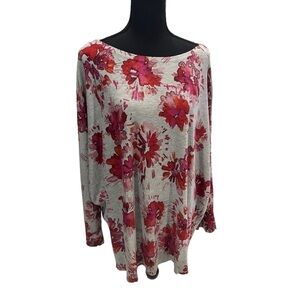 Sejour Long Sleeve Floral Lightweight Sweater 2X